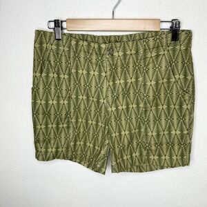 Kavu Green Cotton Blend Shorts Geometric Shorts Outdoor‎ Granola Girl Women's 6